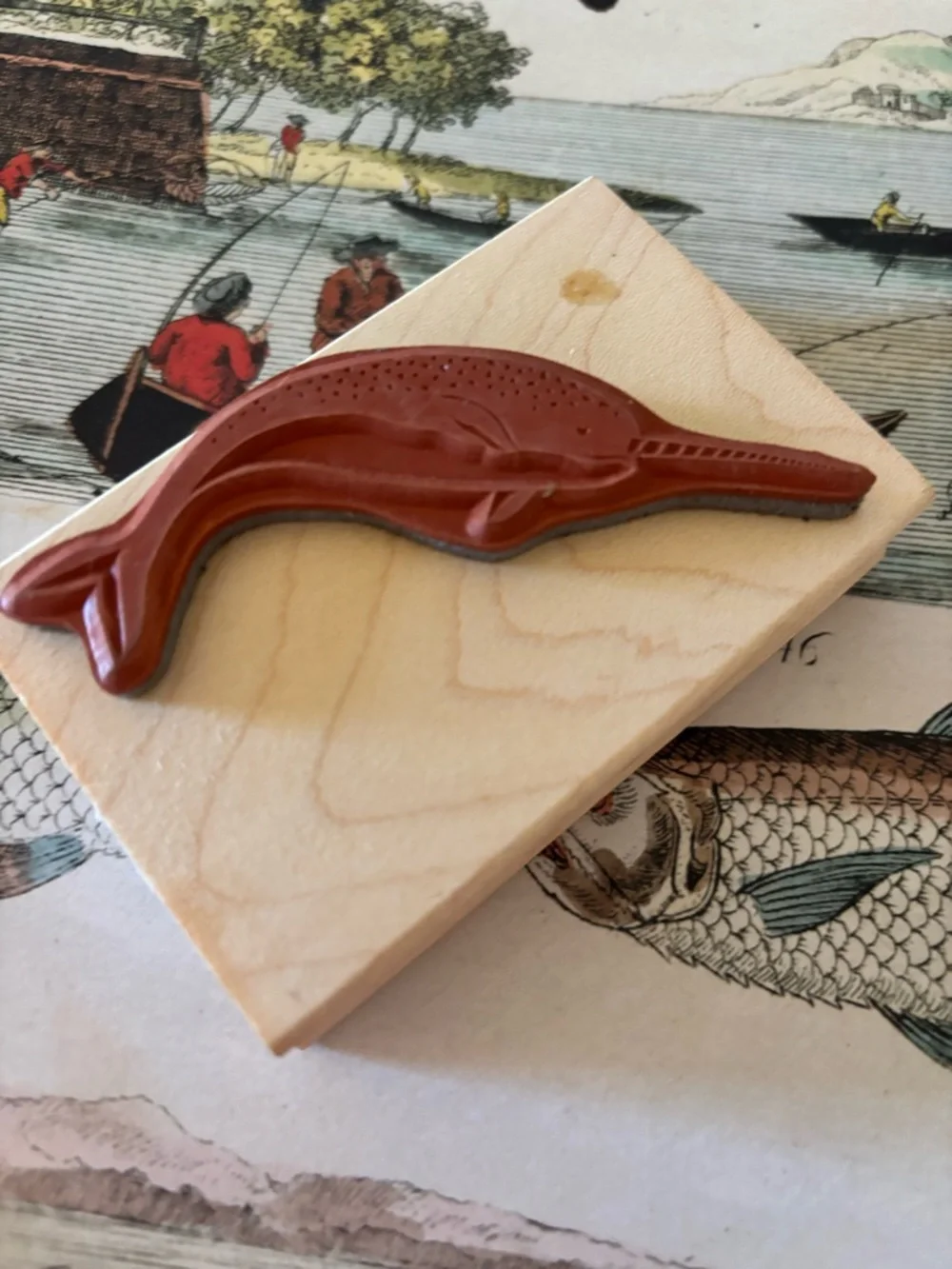 Paper Source Wooden Rubber Stamp - Narwhal